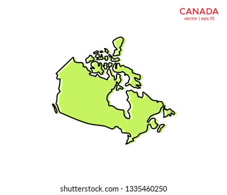 Green Outline Map of Canada Vector Design Template. Editable Stroke