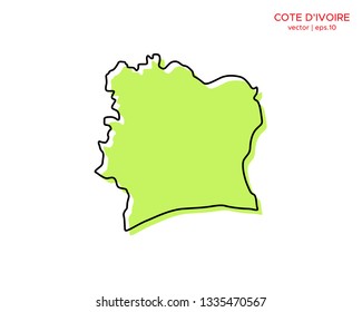 Green Outline Map of Cote d'Ivoire or Ivory Coast Vector Design Template. Editable Stroke
