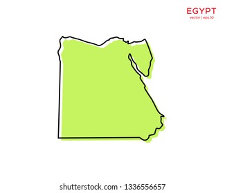 Green Outline Map of Egypt Vector Design Template. Editable Stroke