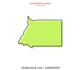 Green Outline Map of Equatorial Guinea Vector Design Template. Editable Stroke