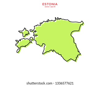 Green Outline Map of Estonia Vector Design Template. Editable Stroke