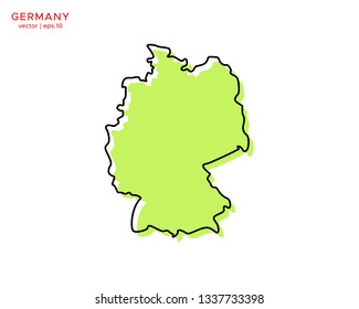 Green Outline Map of Germany Vector Design Template. Editable Stroke