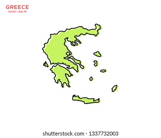 Green Outline Map of Greece Vector Design Template. Editable Stroke