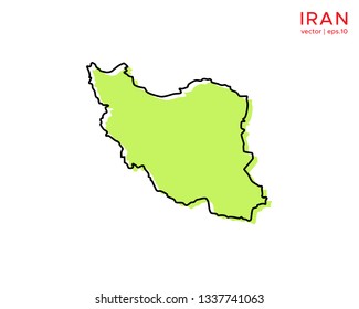 Green Outline Map of Iran Vector Design Template. Editable Stroke