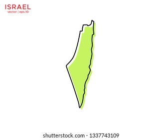 Green Outline Map of Israel Vector Design Template. Editable Stroke