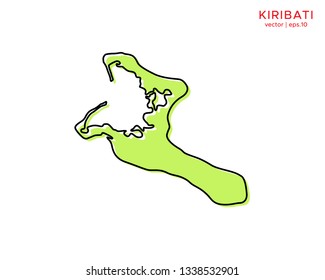Green Outline Map of Kiribati Vector Design Template. Editable Stroke