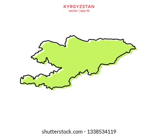 Green Outline Map of Kyrgyzstan Vector Design Template. Editable Stroke