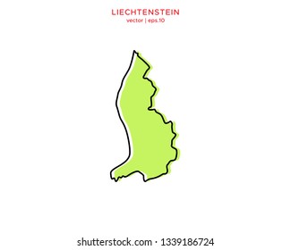 Green Outline Map of Liechtenstein Vector Design Template. Editable Stroke
