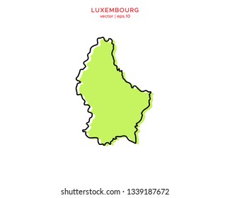 Green Outline Map of Luxembourg Vector Design Template. Editable Stroke