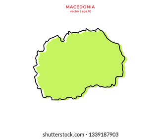 Green Outline Map of Macedonia Vector Design Template. Editable Stroke