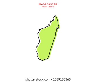 Green Outline Map of Madagascar Vector Design Template. Editable Stroke