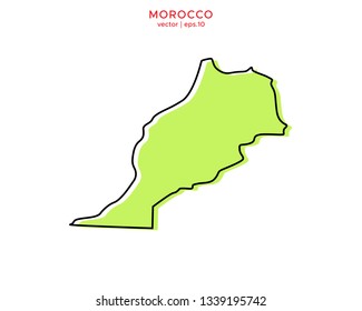 Green Outline Map of Morocco Vector Design Template. Editable Stroke