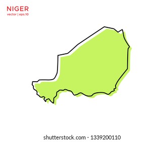 Green Outline Map of Niger Vector Design Template. Editable Stroke