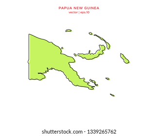 Green Outline Map of Papua New Guinea Vector Design Template. Editable Stroke