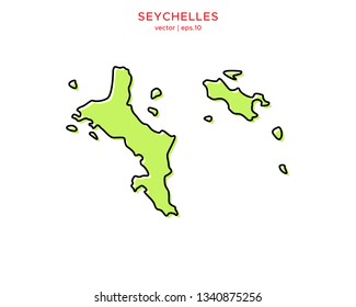 Green Outline Map of Seychelles Vector Design Template. Editable Stroke