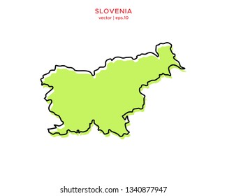 Green Outline Map of Slovenia Vector Design Template. Editable Stroke
