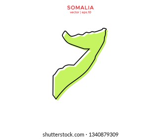 Green Outline Map of Somalia Vector Design Template. Editable Stroke
