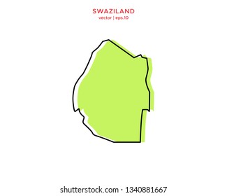 Green Outline Map of Swaziland Vector Design Template. Editable Stroke