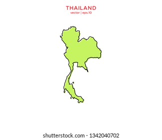 Green Outline Map of Thailand Vector Design Template. Editable Stroke