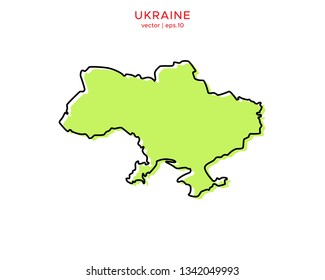 Green Outline Map of Ukraine Vector Design Template. Editable Stroke