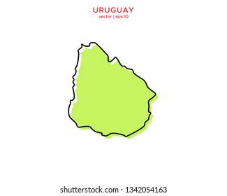 Green Outline Map of Uruguay Vector Design Template. Editable Stroke