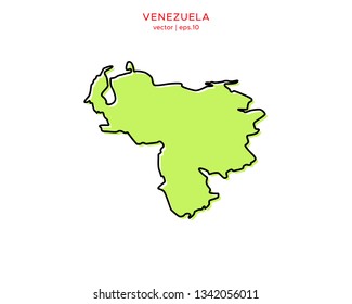 Green Outline Map of Venezuela Vector Design Template. Editable Stroke