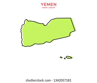 Green Outline Map of Yemen Vector Design Template. Editable Stroke