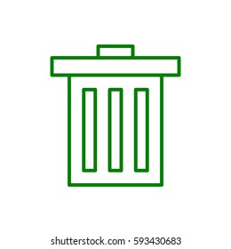 Green outline trash can delete button icon with rounded corners on a white background vector pictogram illustration trendy minimalistic simple isolated flat design