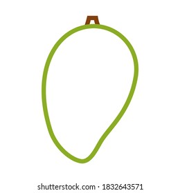 Ilustración vectorial del contorno verde del mango. Icono de fruta fresca bueno para la firma y el símbolo de las compras