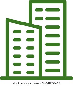 Green Outlined Building Concept Illustrated Icon