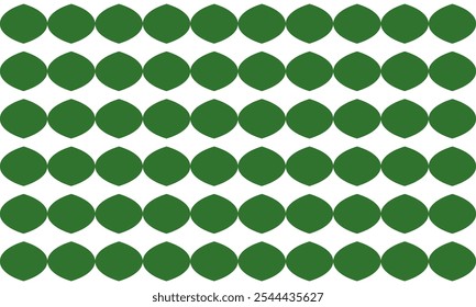 Green oval dots pattern on white background, design for fabric printing as repeat pattern, green circle horizontal strip, rugby shape