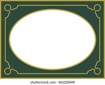 Green oval frame border beautiful vector vintage isolated