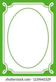 Green oval photo frame border passe-partout vector simple