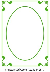 Green oval photo frame border passe-partout vector simple