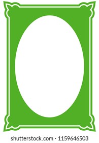 Green oval photo frame border passe-partout vector simple