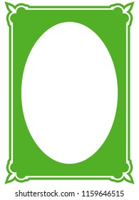 Green oval photo frame border passe-partout vector simple