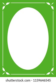 Green oval photo frame border passe-partout vector simple