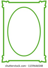 Green oval photo frame border passe-partout vector simple