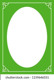 Green oval photo frame border passe-partout vector simple