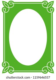 Green oval photo frame border passe-partout vector simple