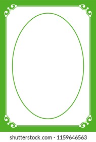 Green oval photo frame border passe-partout vector simple