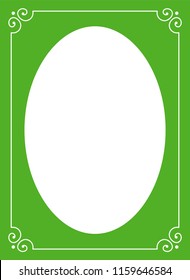 Green oval photo frame border passe-partout vector simple