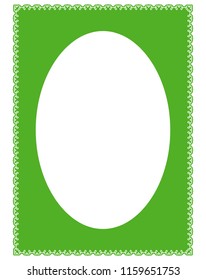 Green oval photo frame border passe-partout vector simple
