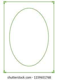 Green oval photo frame border passe-partout vector simple