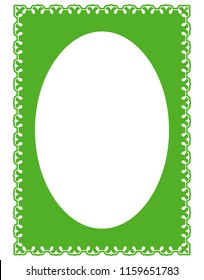 Green oval photo frame border passe-partout vector simple