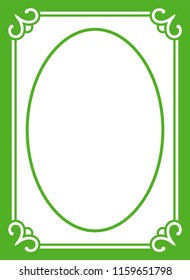 Green oval photo frame border passe-partout vector simple
