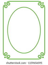 Green oval photo frame border passe-partout vector simple