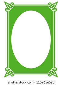 Green oval photo frame border passe-partout vector simple