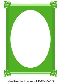Green oval photo frame border passe-partout vector simple
