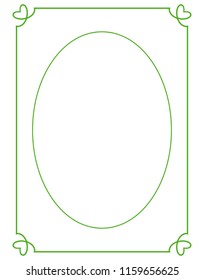 Green oval photo frame border passe-partout vector simple